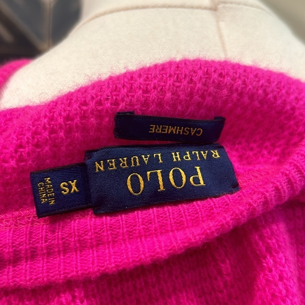 Polo Ralph Lauren Cashmere Hot Pink Sweater Oversized XS - Picture 6 of 8